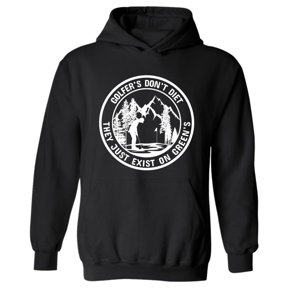 Golf Hoodie Golfers Don't Diet On Greens Funny Man Putting Golfing Sweatshirt - Picture 3 of 13